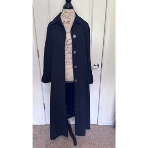 Sanyo NY Womens sz S Oversized Black Button Down Trench Coat City Chic Hong Kong